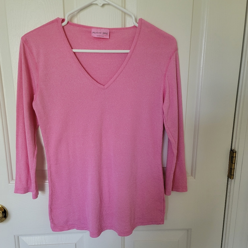 Michael Stars Maternity 3/4 sleeve top in Pink.